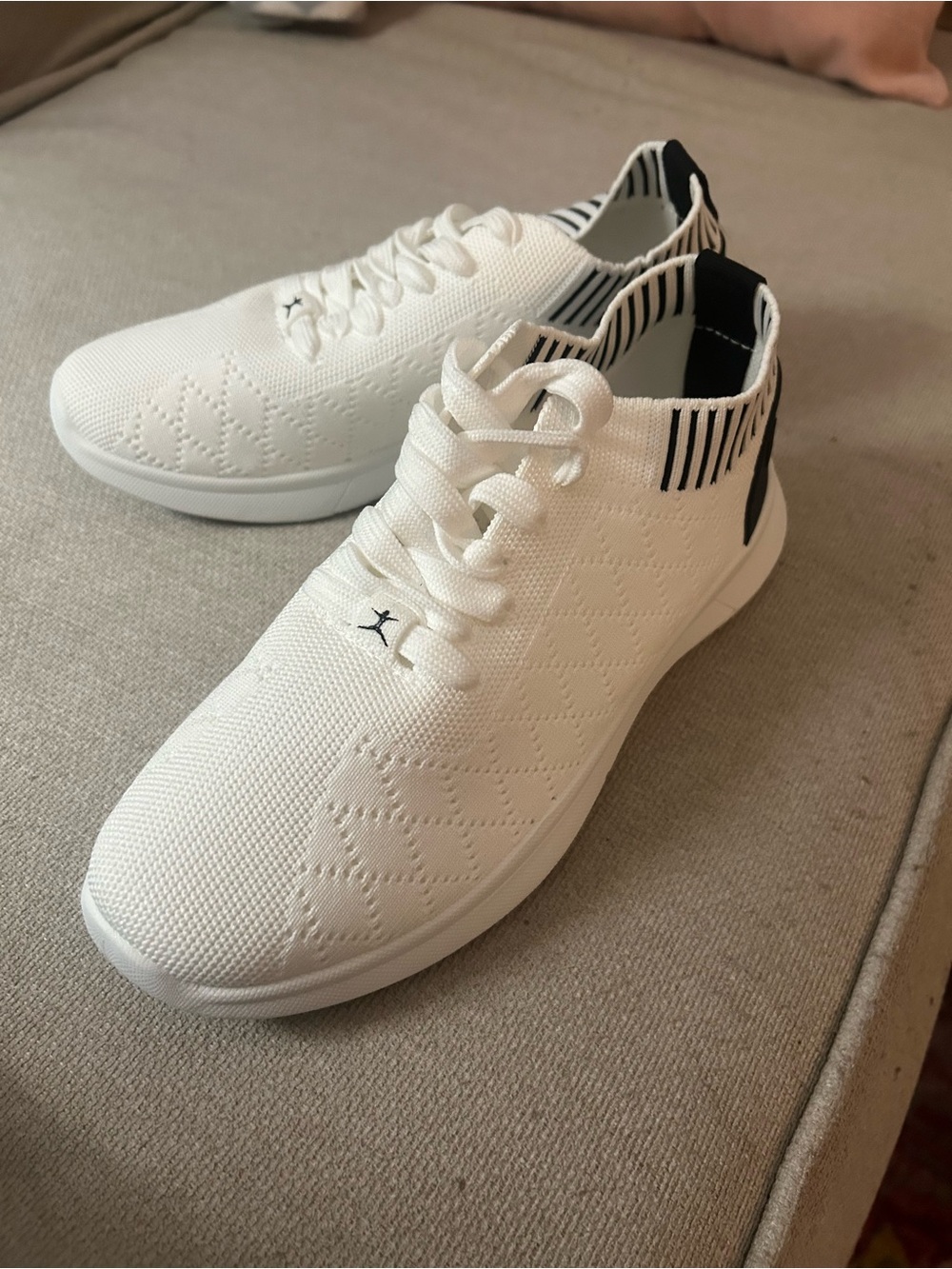 Women’s White Knit Danskin Sneakers with Black Trim